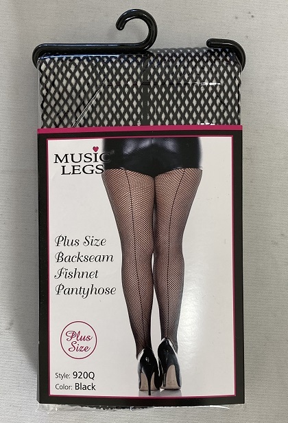 MusicLegs　920Q　【クイーンサイズ】BLACK バックシーム フィッシュネット パンティーストッキング_画像1