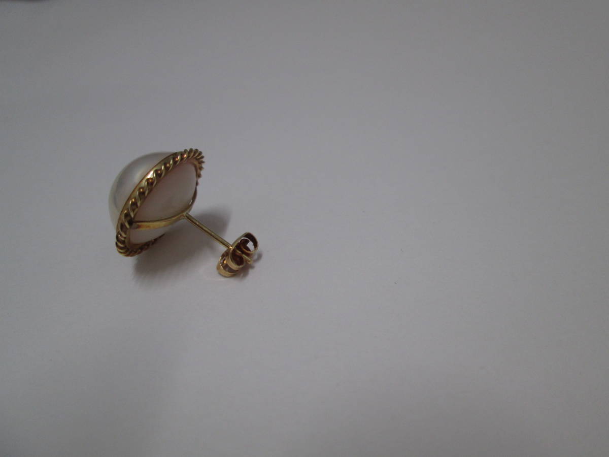 【2304】マベパール ピアス K１８ 12.5mm珠 美品の画像6