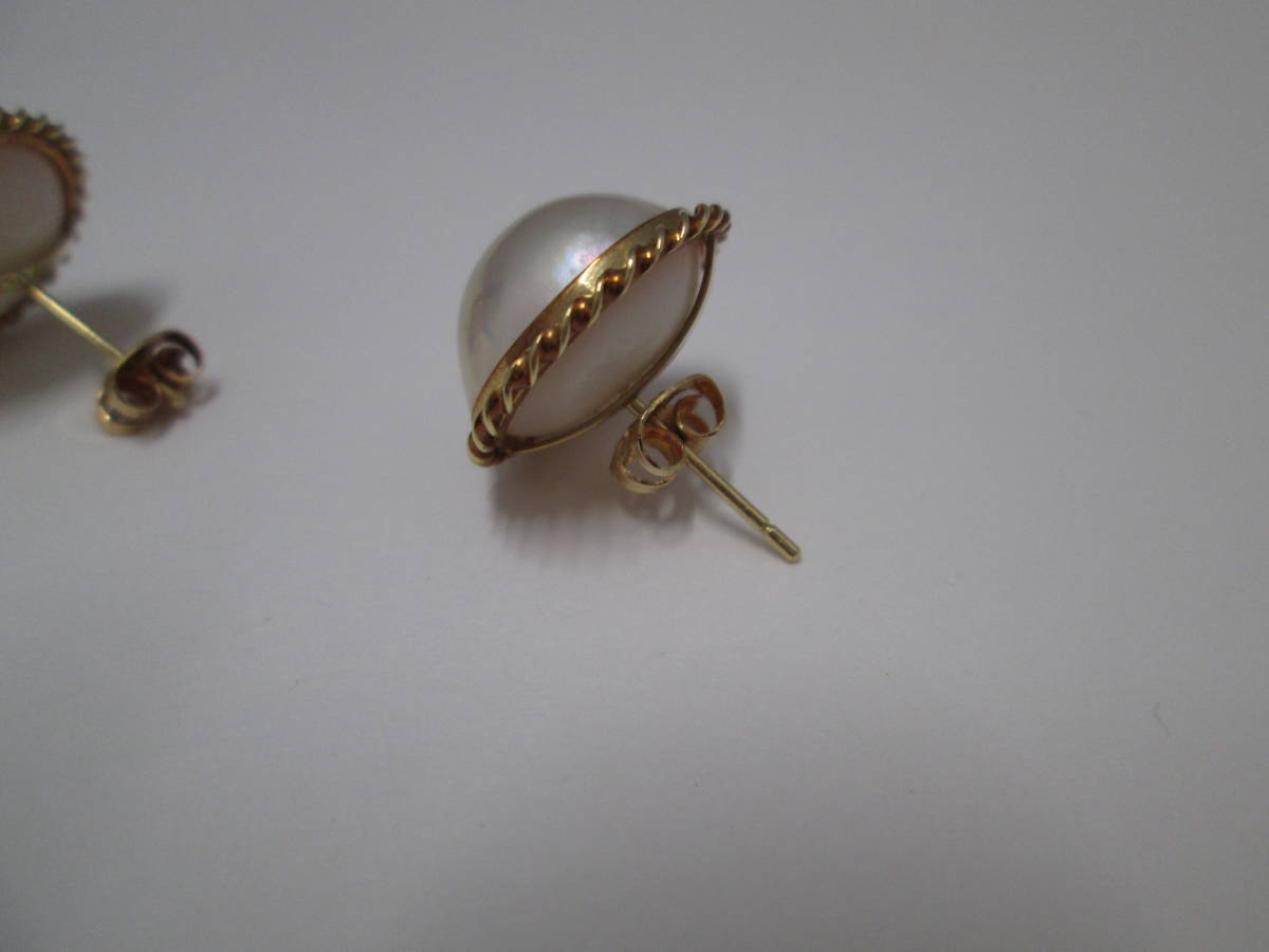 【2304】マベパール ピアス K１８ 12.5mm珠 美品の画像7