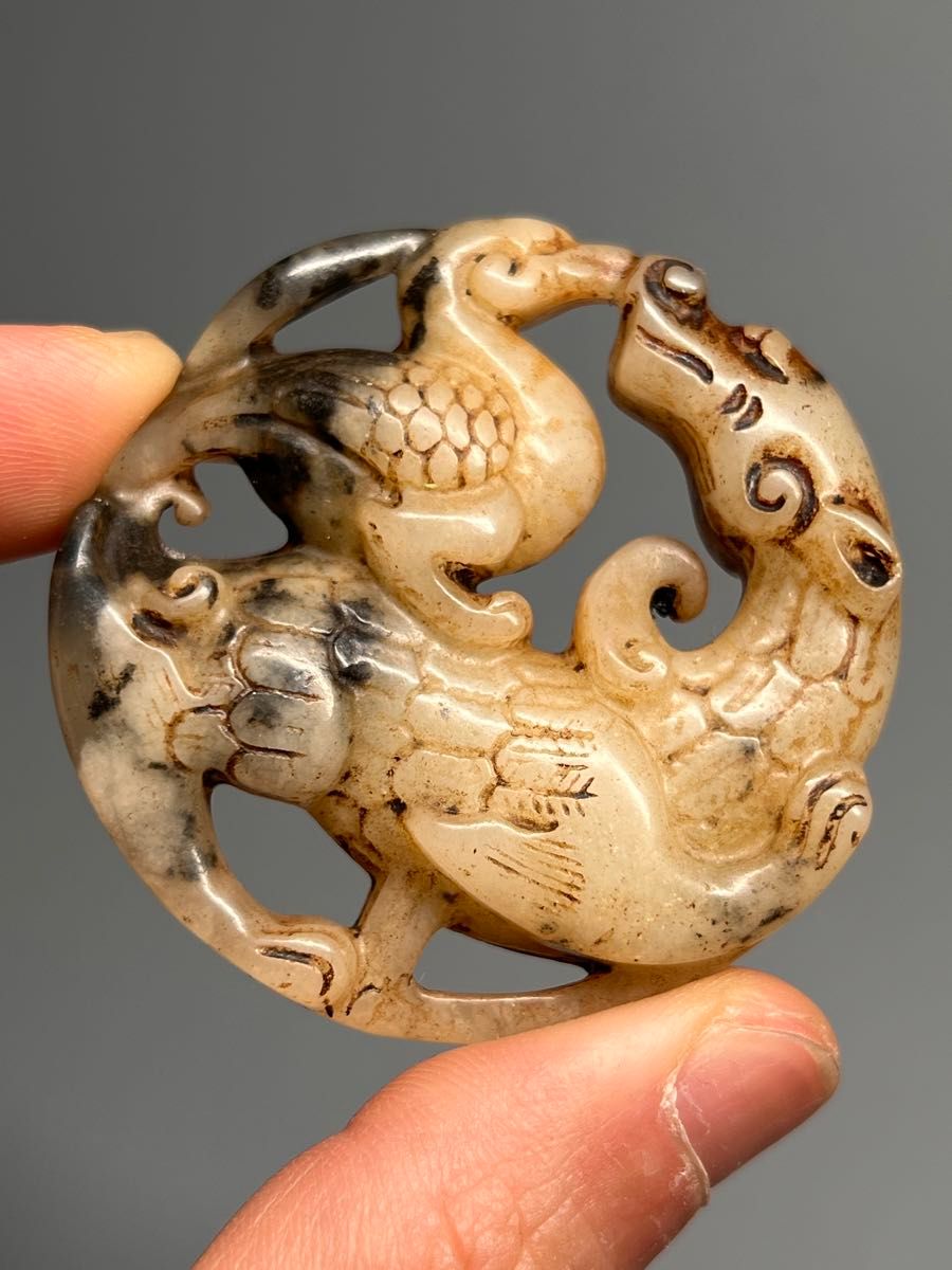 希少時代物 天然石 置物 オブジェ 骨董品 彫刻　龍　和龍　麒麟　翡翠 希少時代物 天然石 置物 オブジェ 骨董品 彫刻 龍 和龍 麒麟