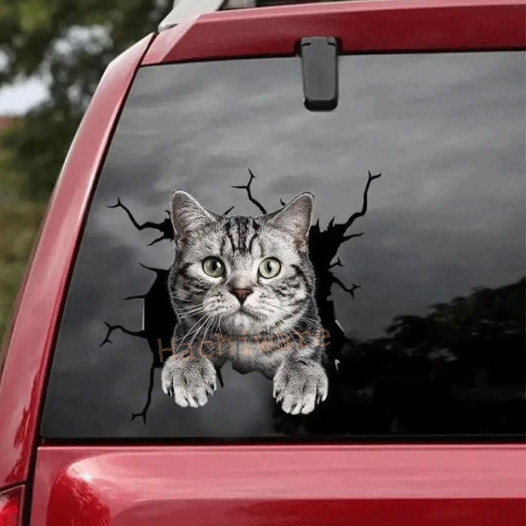 カーステッカー 猫 ねこ ネコ アメリカンショートヘア 動物 トリックアート ステッカー シール 3D 車 カー用品 アクセサリー 窓 インテリア_画像4