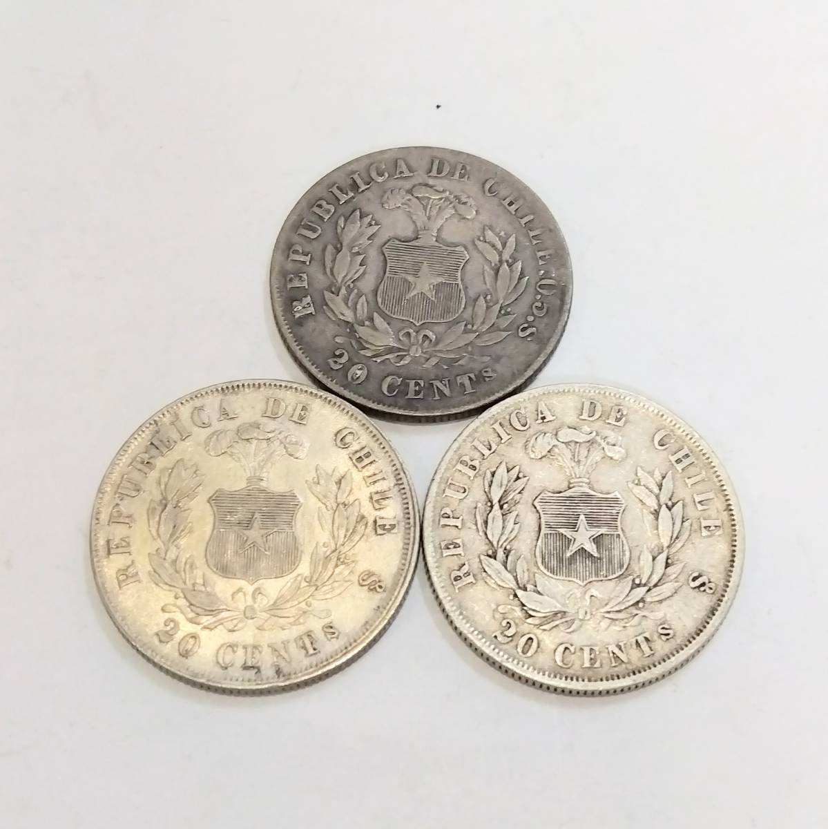 【4661A27】チリ 20セント銀貨 1874-1880年 銀貨 希少 レア コレクション 南米 歴史 逸品 古銭 アンティーク レトロ コイン 貨幣 通貨_画像1