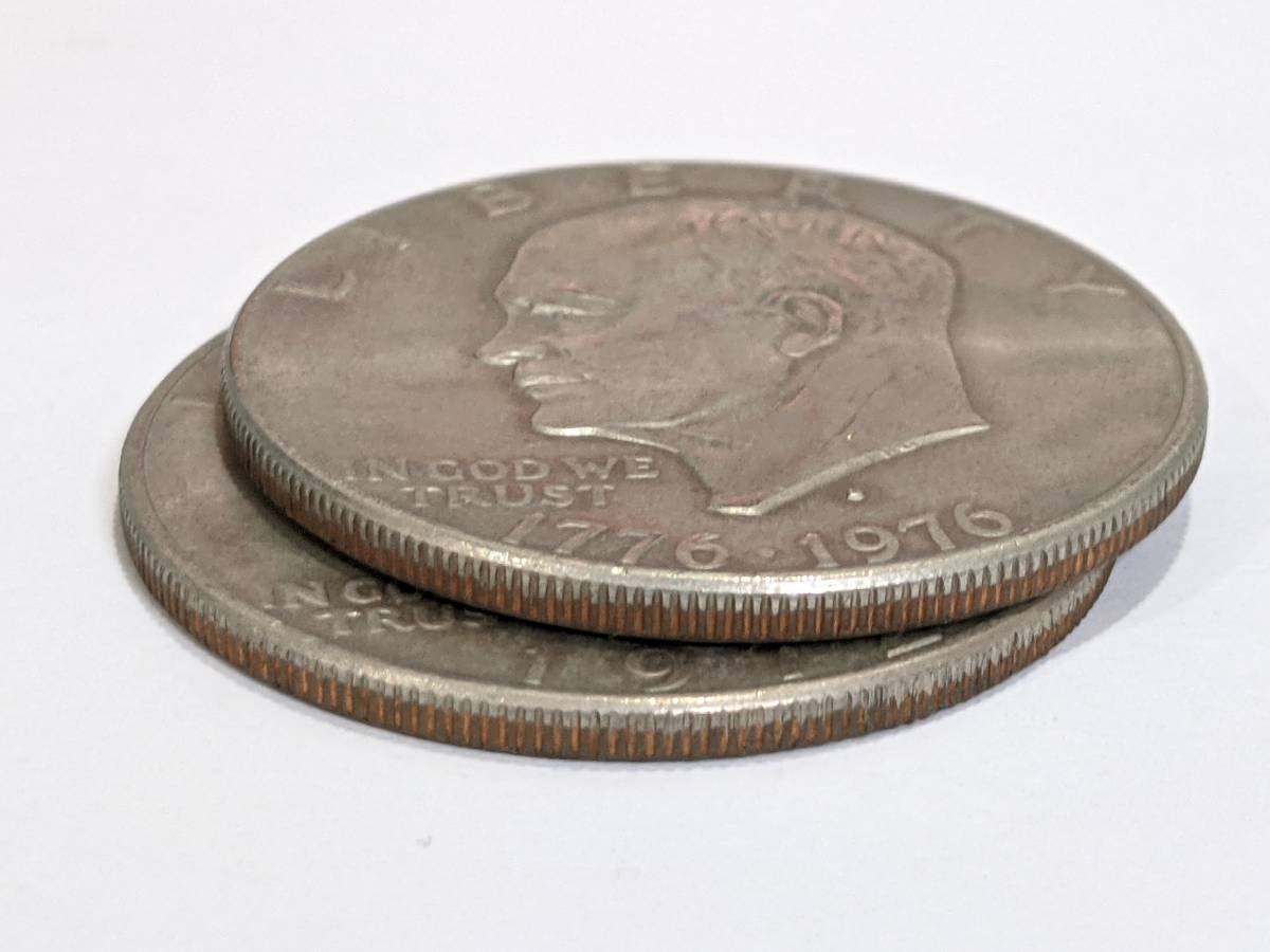 【4661A7】1円スタート!! アイゼンハワー 1ドル 銀貨 2枚セット 硬貨 1972年 1776・1976年 アンティークコイン アメリカ_画像3