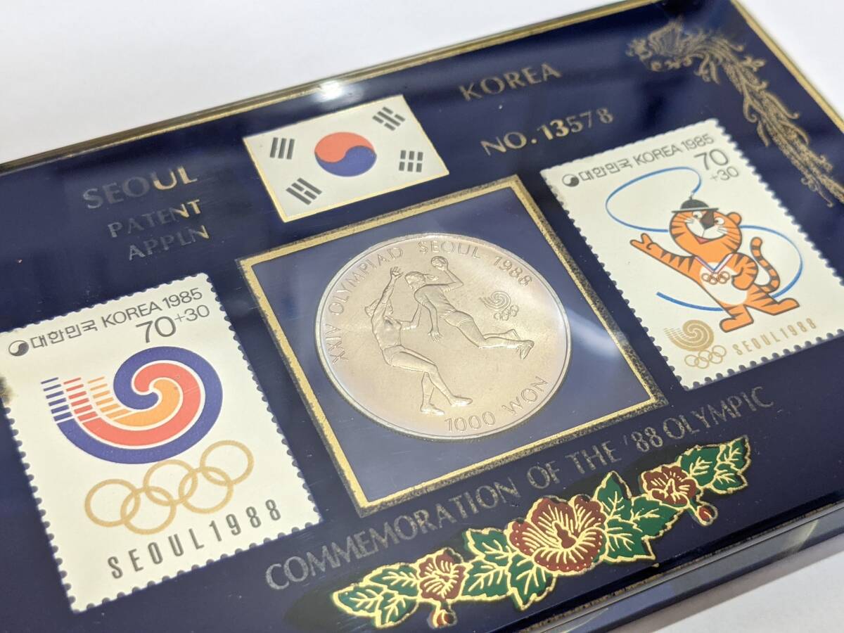 【4661B66】ソウルオリンピック 1988年 記念銀貨 切手セット 1000ウォン/WON 韓国 SEOUL KOREA シルバー SILVER_画像3