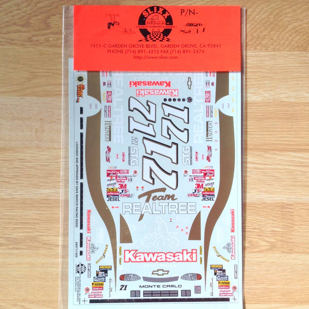 スリックス 1/24 #71 REALTREE/Kawasaki "Dave Marcis" MONTECARLO NASCAR デカール SLIXX,Revell-Monogram,モンテカルロ,レベルの画像1