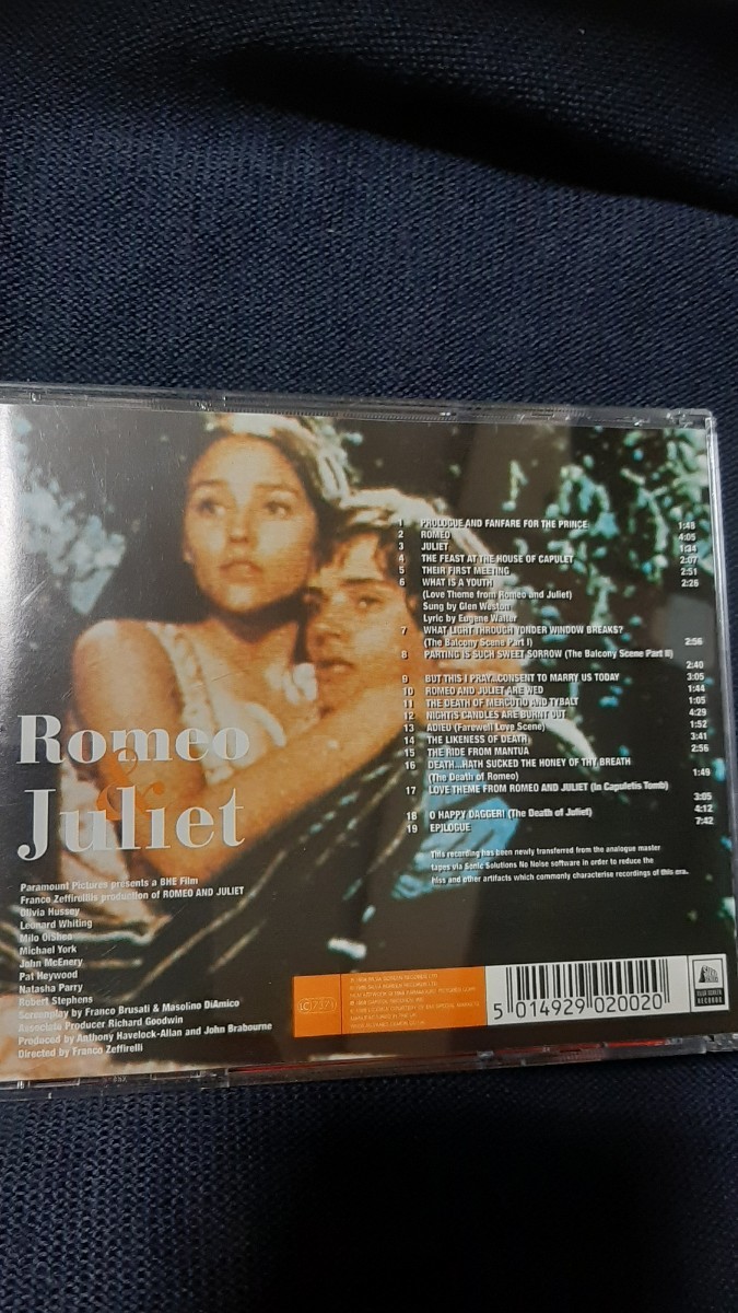 サントラ盤「ロミオとジュリエット」音楽ニーノ・ロータ19曲56分20秒収録盤1968年製作、オリビア・ハッセー、レナード・ホワイティング主演_画像3
