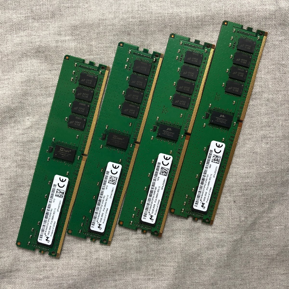 【動作未確認/送料着払】Micron マイクロン ECCメモリ 16GB×４枚セット /2RX8 PC4-2666【サーバー・ワークステーション用】Memory-240114_画像1