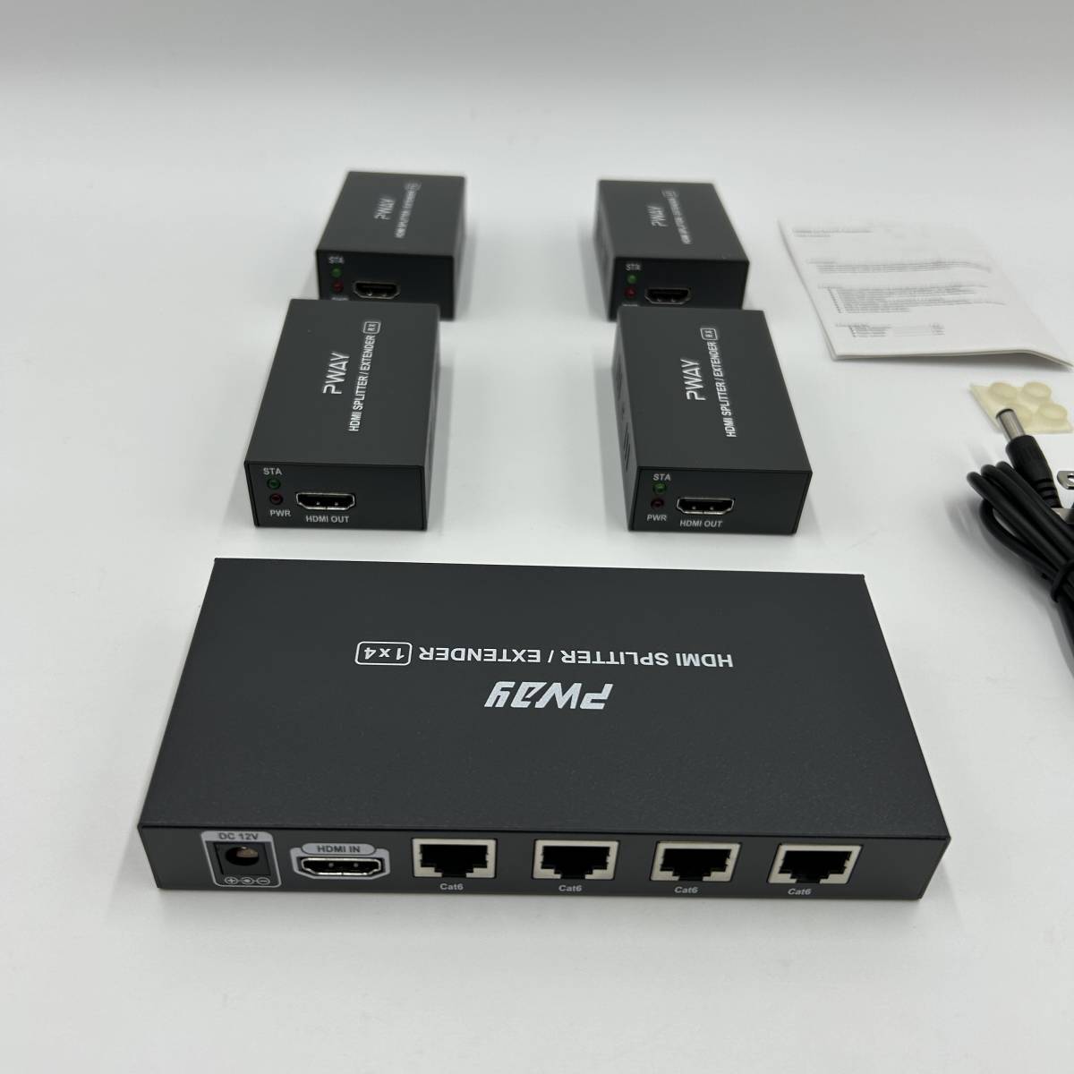 HDMIエクステンダー 分配器 4出力 50m安定転送距離伝送 K610 HDMI スプリッター POC 延長機 送受信機セット 分配4台 4画面_画像4
