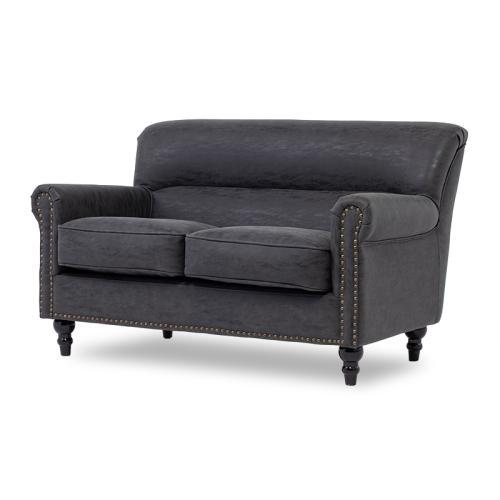  sofa sofa 2 seater . sofa antique style Cesta - field compact imitation leather PU leather charcoal gray VINCENT VN2P71K