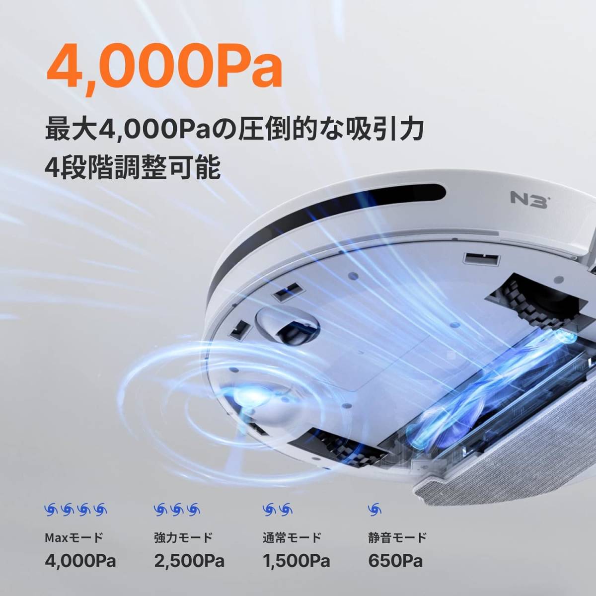 [ cleaning * water ../ automatic litter collection ]Neakasa N3 robot vacuum cleaner super absorption power 4000Pama pin g function . cleaning robot super thin type & quiet sound design ( white )