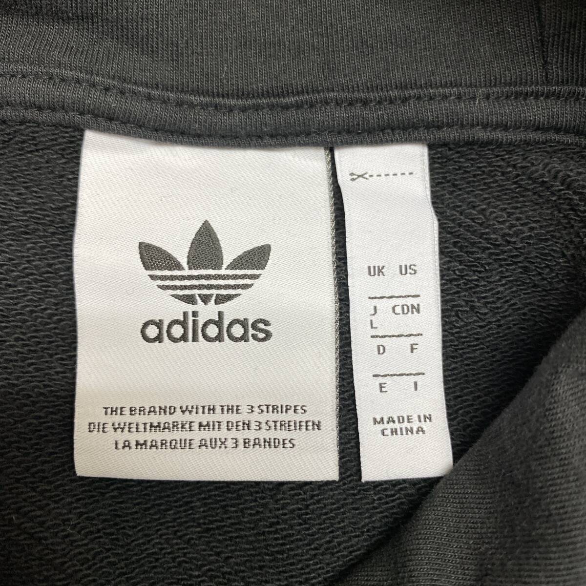 S1273 adidas アディダス メンズ パーカー 長袖 カジュアル L ブラック（黒） コットン 万能 ロゴ_画像6