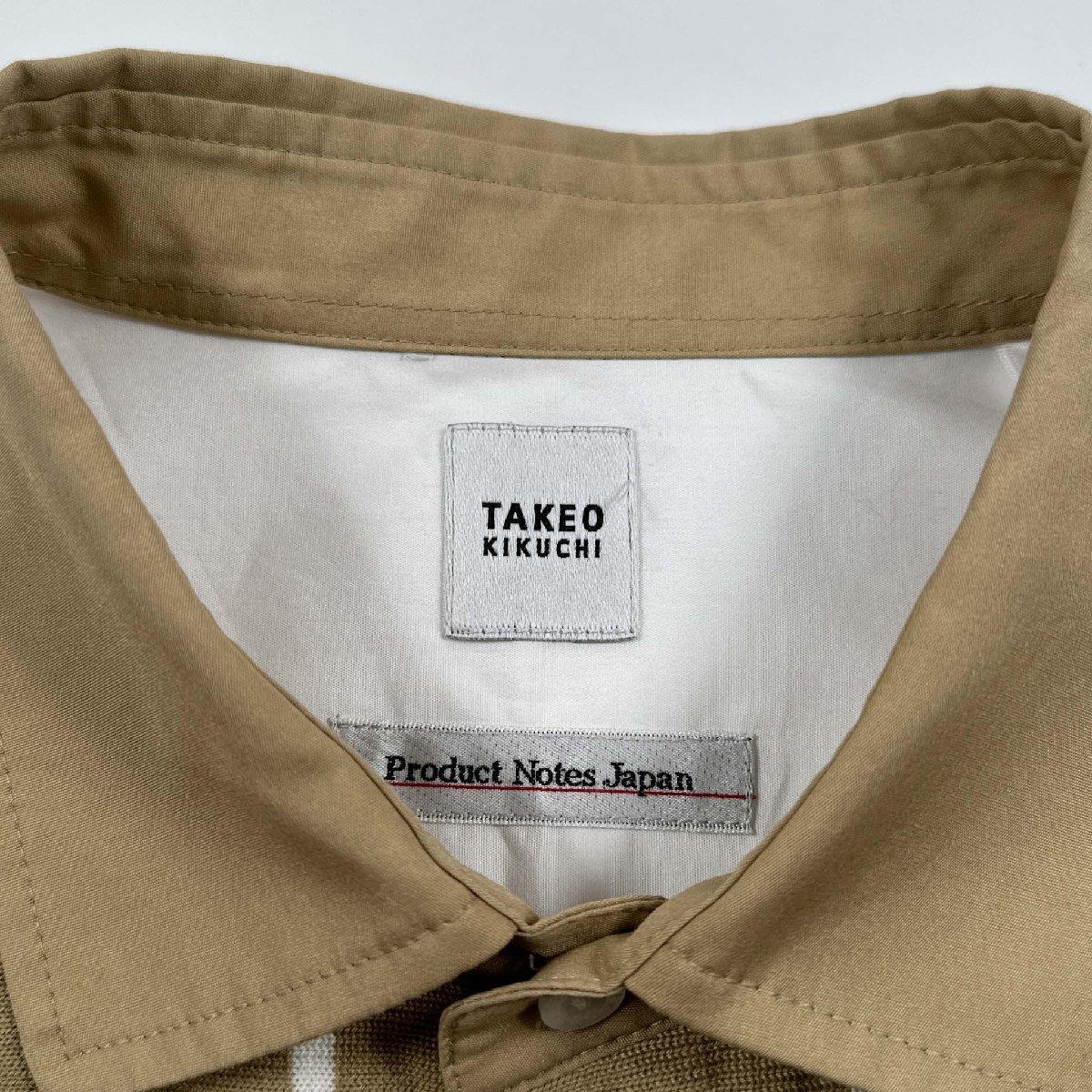 TAKEO KIKUCHI タケオキクチ 半袖シャツ ストライプ ベージュ系 ホワイト サイズ2 トップス メンズ ヴィンテージ_画像3