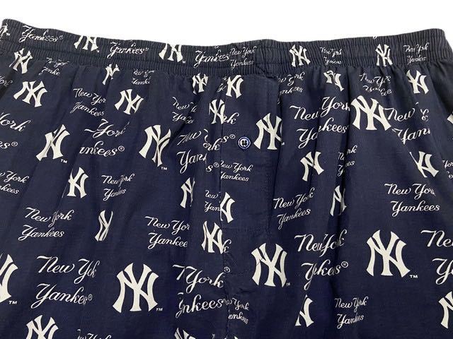 希少 ロゴ総柄【Y2K ビンテージ MLB ニューヨーク ヤンキース NY YANKEES パジャマパンツ XL アメリカ 野球 メジャーリーグ イージーパンツ_画像2