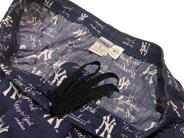 希少 ロゴ総柄【Y2K ビンテージ MLB ニューヨーク ヤンキース NY YANKEES パジャマパンツ XL アメリカ 野球 メジャーリーグ イージーパンツ_画像4