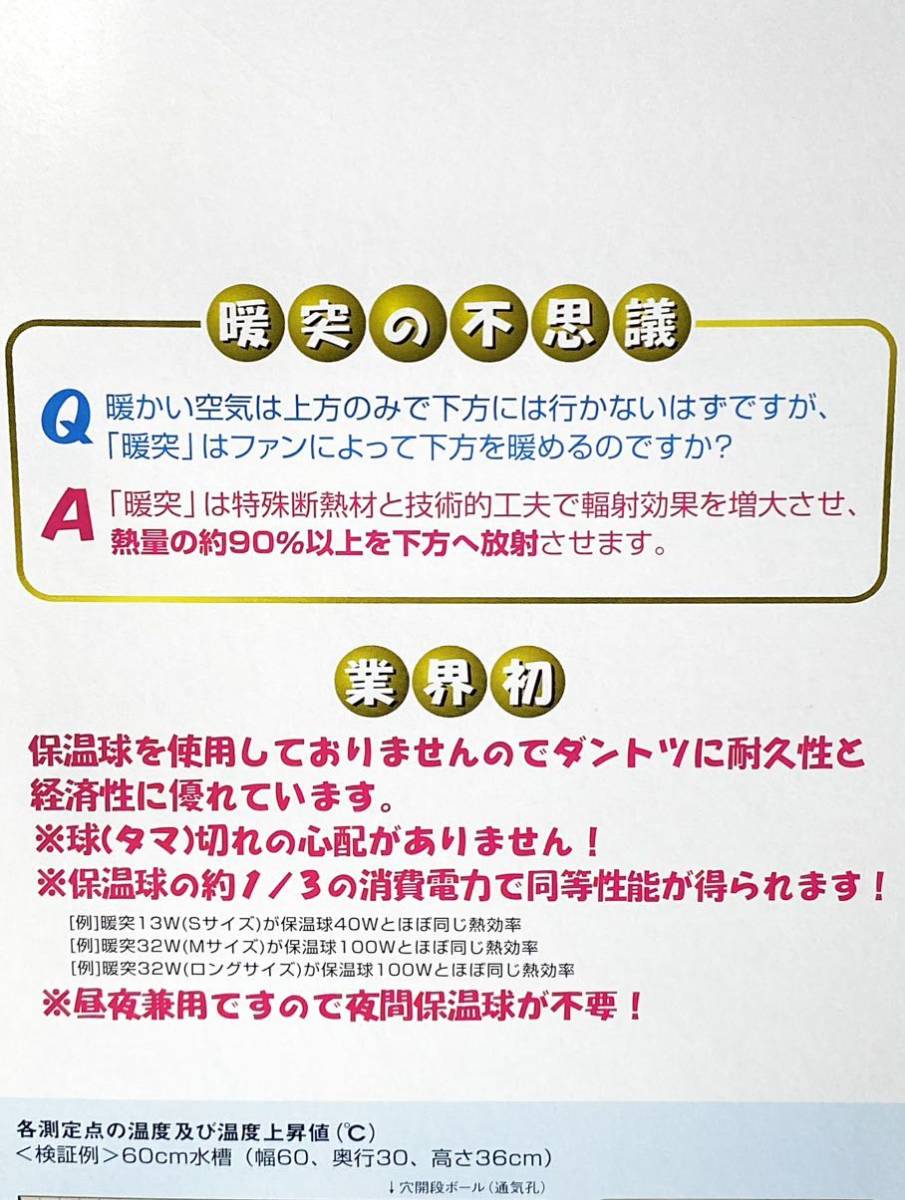 残りわずか 激安 新品 みどり商会 暖突 ロングサイズ 32W だんとつ 保温球100Wとほぼ同じ熱効率 輻射型遠赤外線上部用ヒーターの画像4