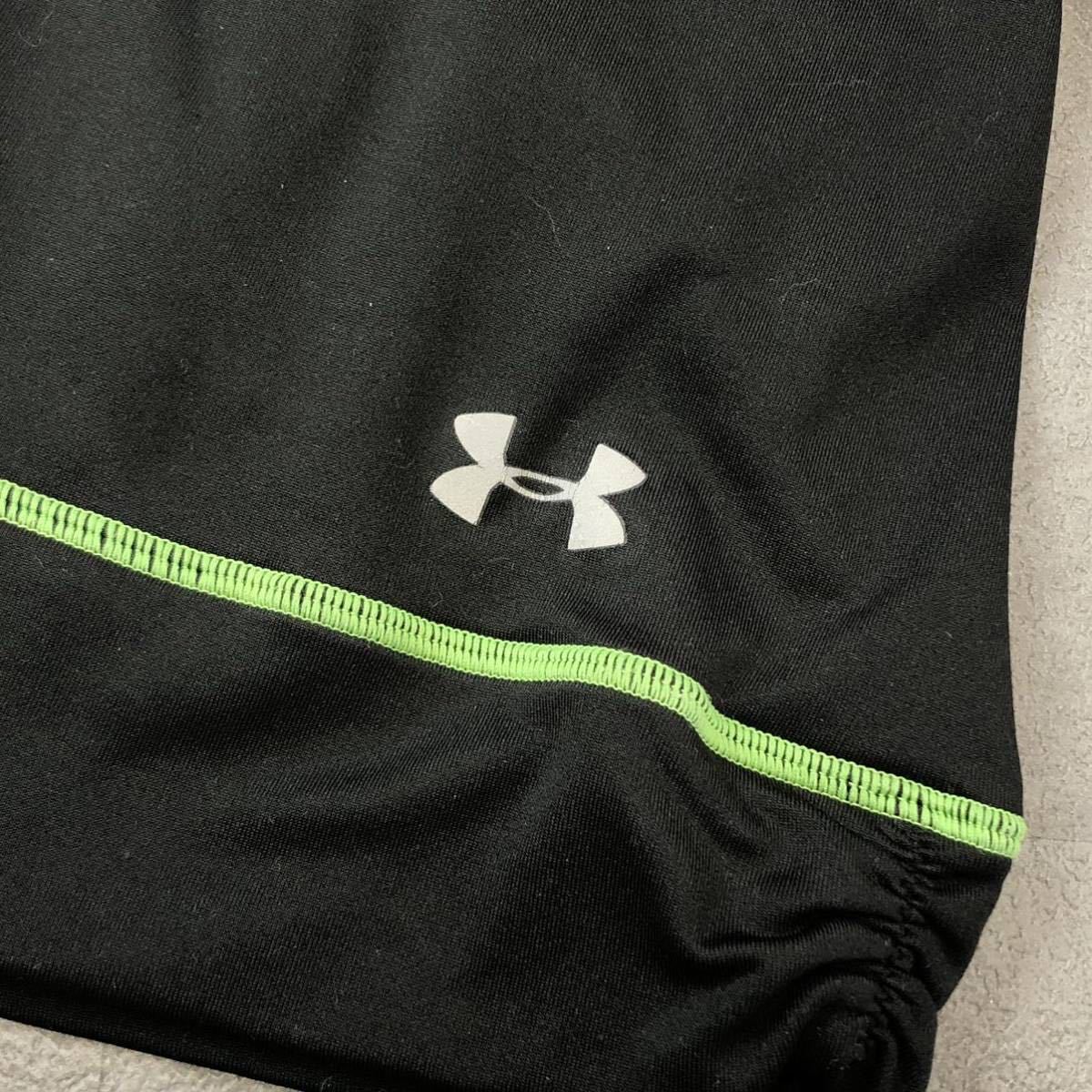 UNDER ARMOUR Under Armor Coldgear холодный механизм Zip выше Parker тренировка черный lime зеленый размер LG б/у одежда 