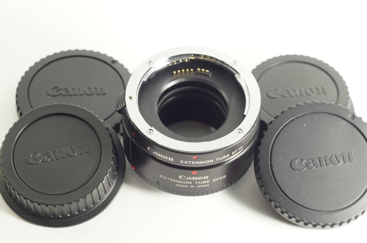 2X-002【キレイ】Canon EXTENSION TUBE EF12 + EF25 エクステンションチューブ 2個セット 接写 接眼レンズ RING リング_画像1