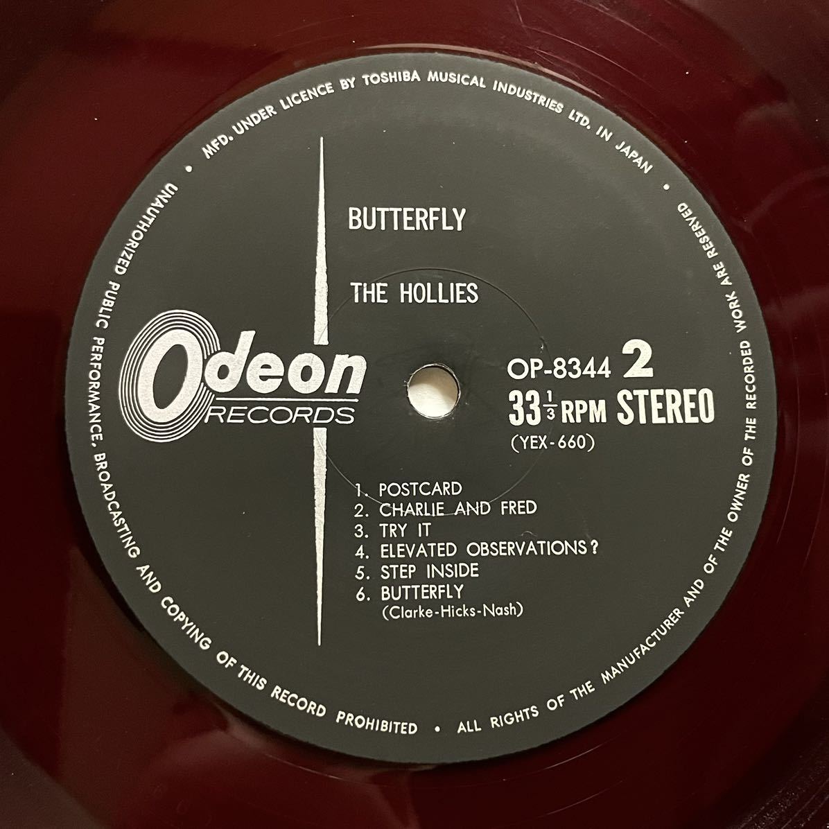 ☆LP☆赤盤☆ペラジャケ☆国内盤☆希少☆ホリーズ バタフライ 東芝音楽工業 Odeon OP-8344 THE HOLLIES BUTTERFLY レコード_画像6