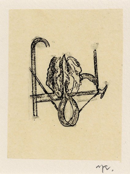 加納光於「展望　B-052」　フロッタージュ　紙　サイン　ギャラリーユマニテシール　7.3×5.6　1972年　Mitsuo Kano
