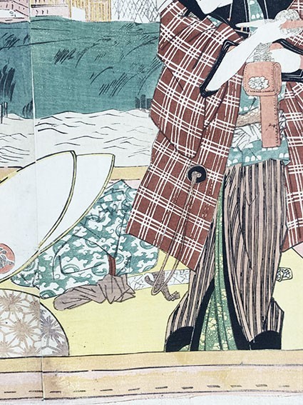 国貞初代「芝居絵」　3枚続　浮世絵　錦絵　木版画　36×74　3代目歌川豊国　Toyokuni_画像8