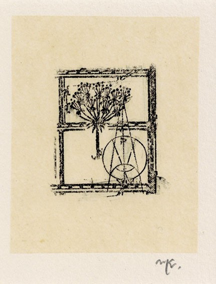加納光於作品「展望　B-050」　フロッタージュ　紙　サイン　ギャラリーユマニテシール　7.1×5.8　1972年　Mitsuo Kano