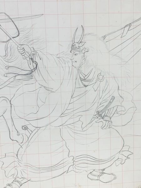 伊藤幾久造直筆「決戦川中島　下絵　2枚セット」(68.5×85、39×52)　Kikuzou Itou_画像3