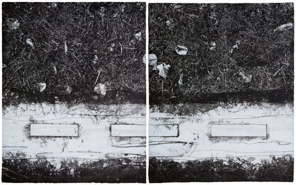 中林忠良版画「転位'95　地IV（流れ）」　2枚組　各62.5×50　エッチング/アクアチント　限50　サイン有　1995年作　Tadayoshi Nakabayashi_画像1