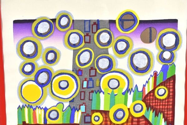 フンデルトヴァッサー版画額「作品1」木版画　50×37.5　F:61.5×44　Friedensreich Hundertwasser_画像5
