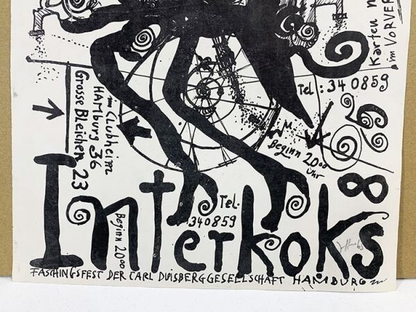ホルスト・ヤンセン「Einladung Interkoks 8 1965」1　オフセット　サイン有　1965年作　30.2×21.5_画像5