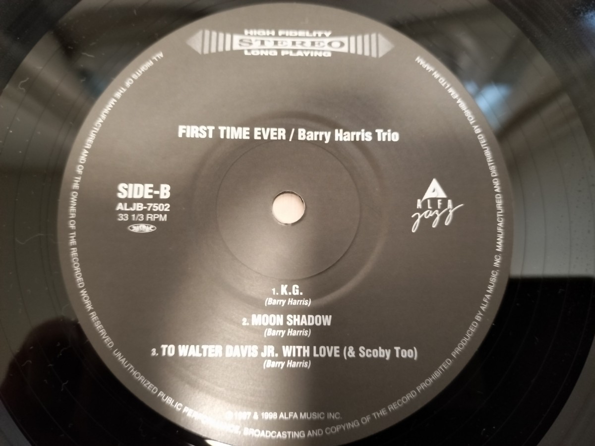 極美品 BARRY HARRIS TRIO FIRST TIME EVER LP 日本オリジナル 180g重量盤 帯付 ライナー付 1998年リリース 希少盤 バリー・ハリス _画像4