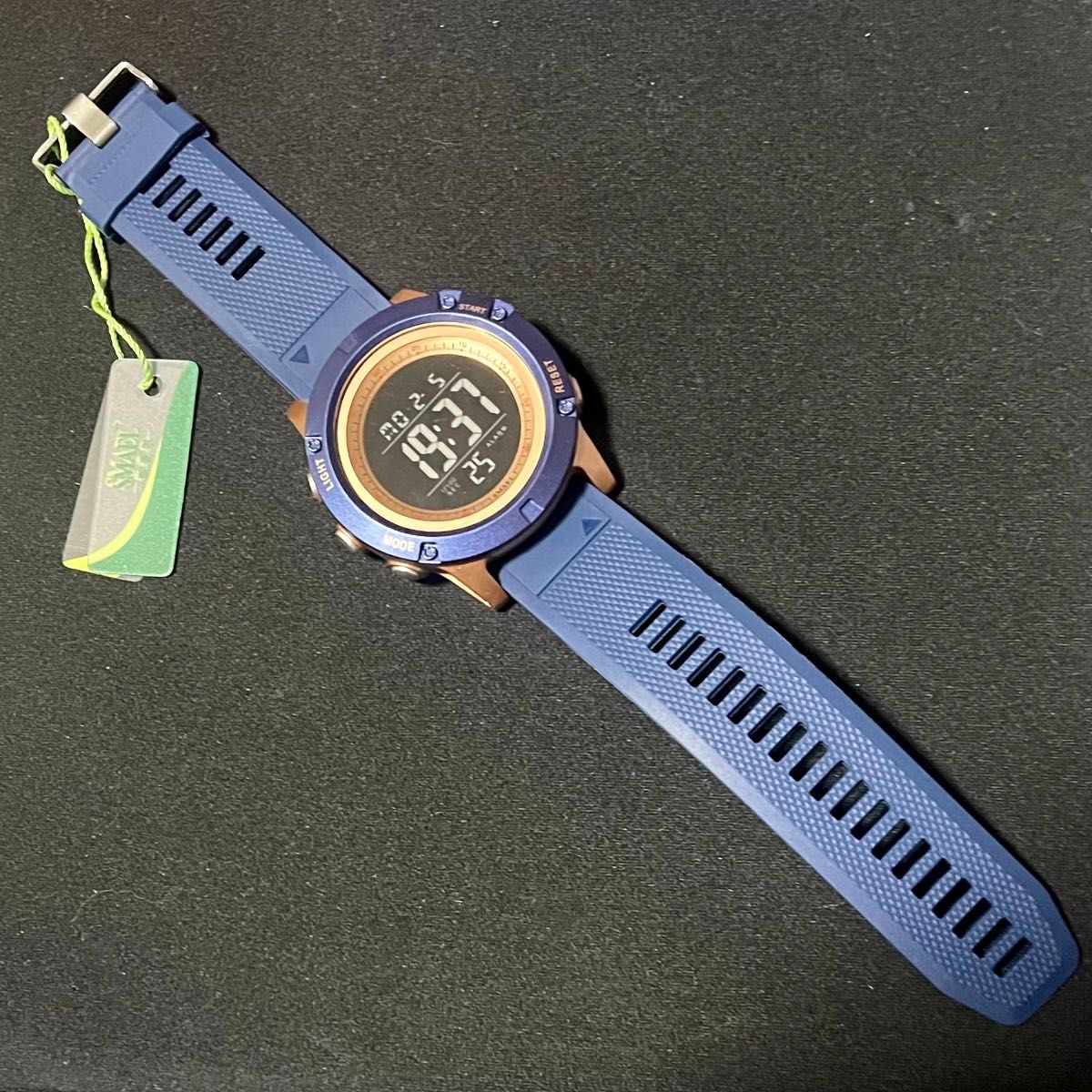 新品 SMAEL ビッグフェイスデジタルウォッチ メンズ腕時計 ブルー&ローズゴールド