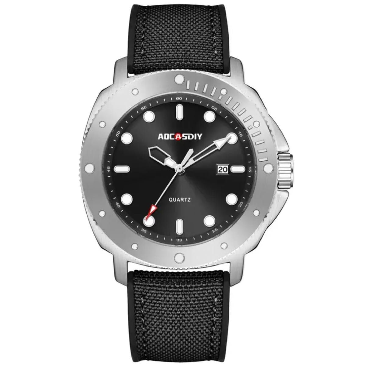 新品 AOCASDIY クラシックデザインウォッチ ラバーストラップ メンズ腕時計  ブラック