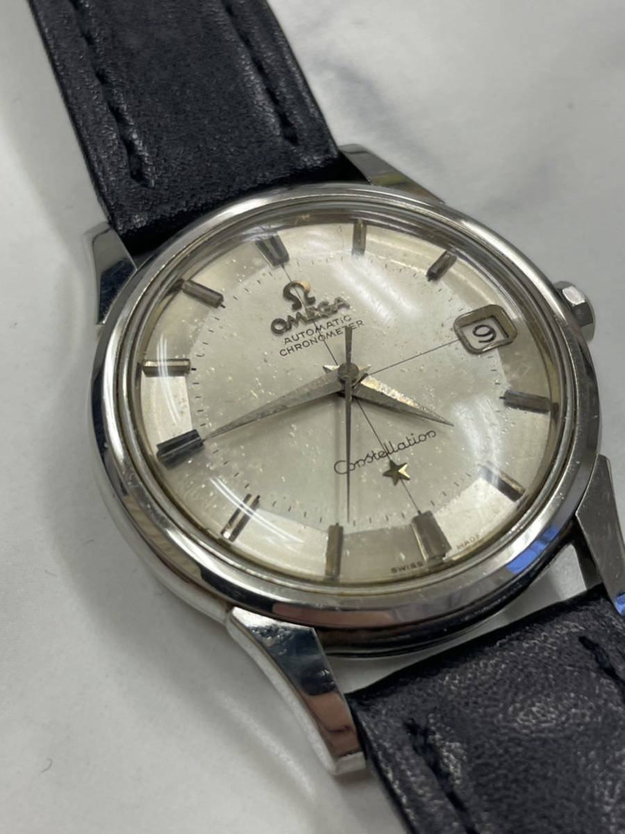 3.稼働品・OMEGA オメガ コンステレーション 14393 61 SC Cal.561 12角 シルバークロスライン文字盤 デイト メンズ 自動巻き 腕時計//KA315_画像2