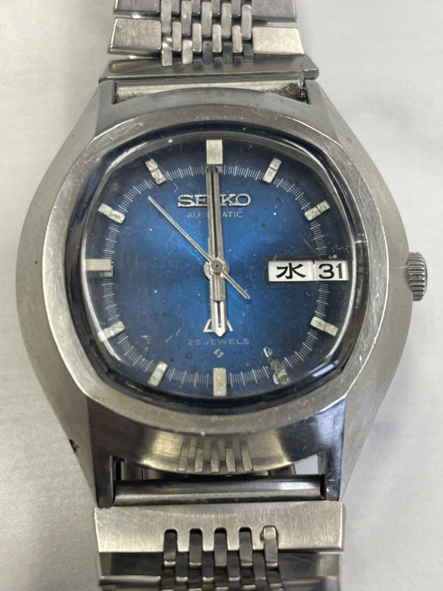 6.稼働品・SEIKO セイコー 5606-5140 LM ロードマチック 3針 デイデイト 自動巻 25石 青文字盤 メンズ 腕時計//TO180_画像1