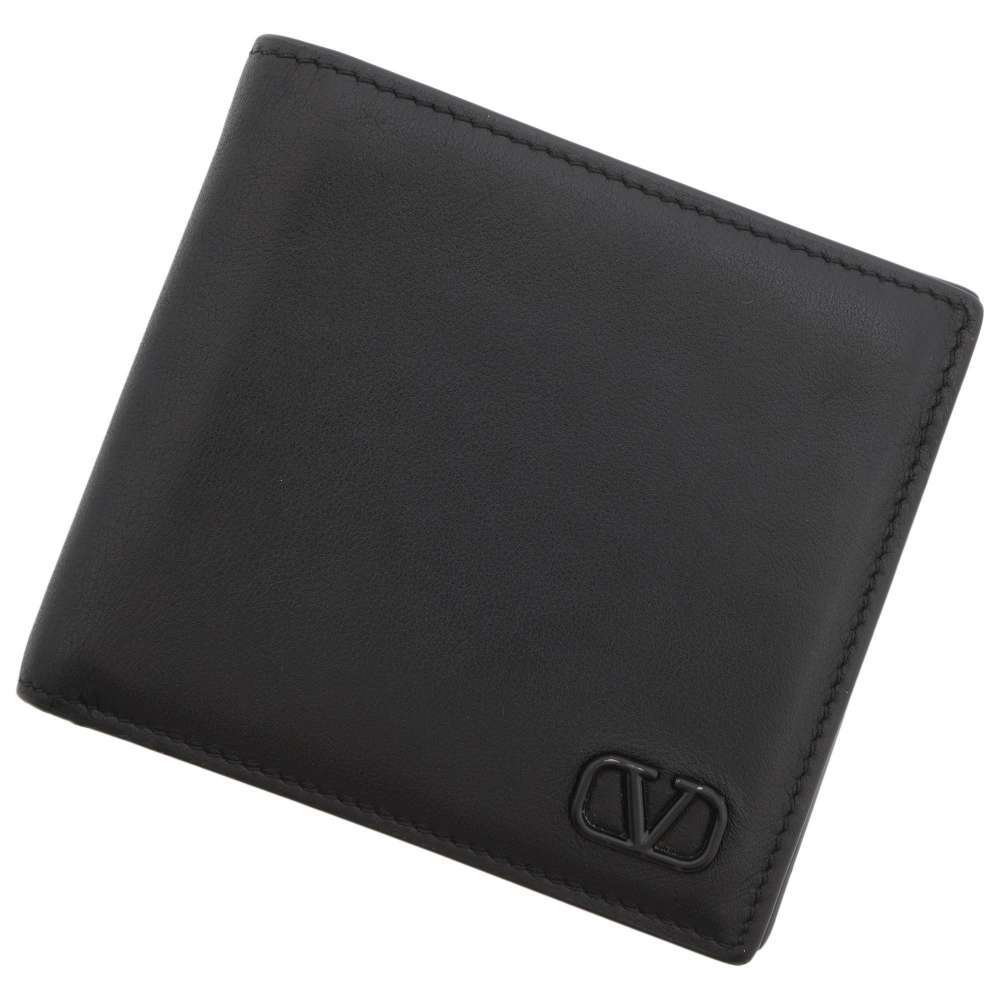 ヴァレンティノ・ガラヴァーニ 二つ折り財布 Vロゴ シグネチャー ウォレット XY0P0445 黒 【安心保証】