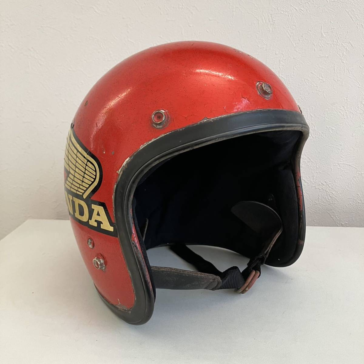  vintage helmet *1960 period HONDA rare XL size jet that time thing american gold red flakes lame CB CBX XJR GS Bab Z old car foa