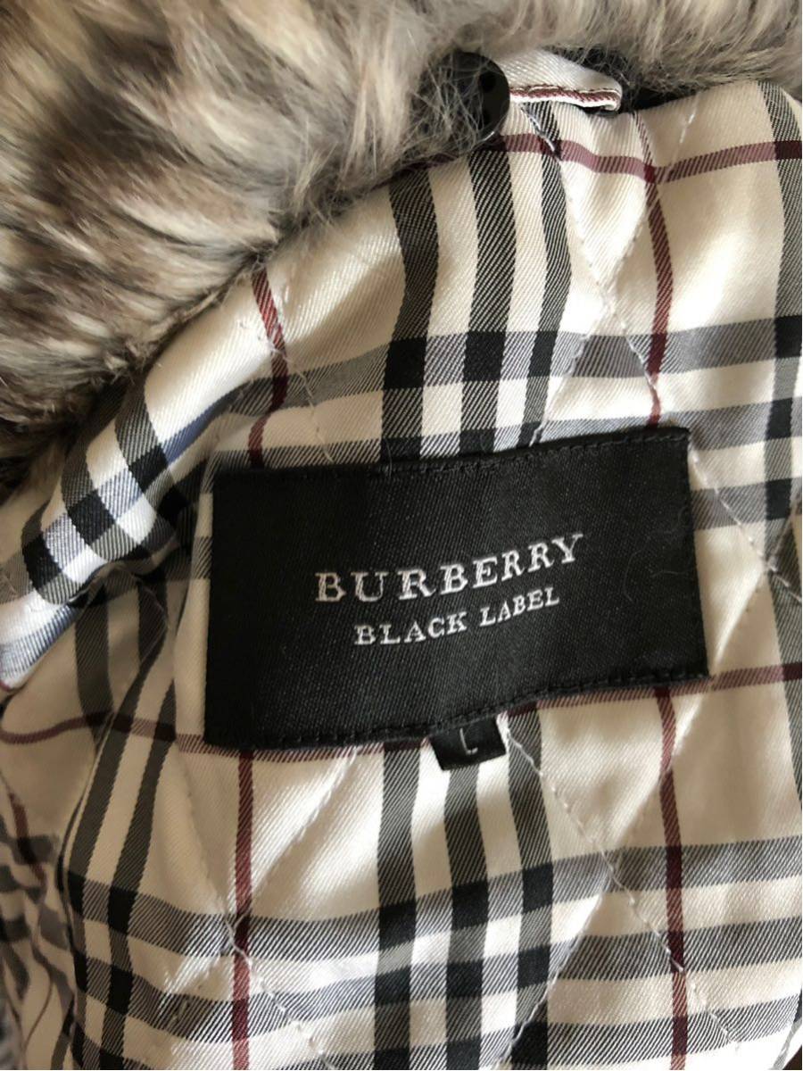 バーバリーブラックレーベル ラビットファー ジップアップブルゾン ブラック サイズL BURBERRY BLACK LABEL ジャケット コート