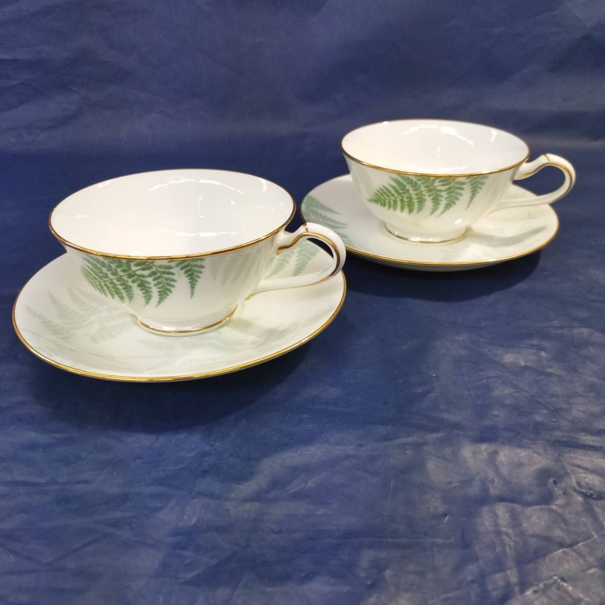 Noritake ノリタケ GRAND VERT グランヴェール 萌黄野 廃盤品 カップ&ソーサー ペア ペアカップ 2客 コーヒーカップ ティーカップ AR3.17_画像2