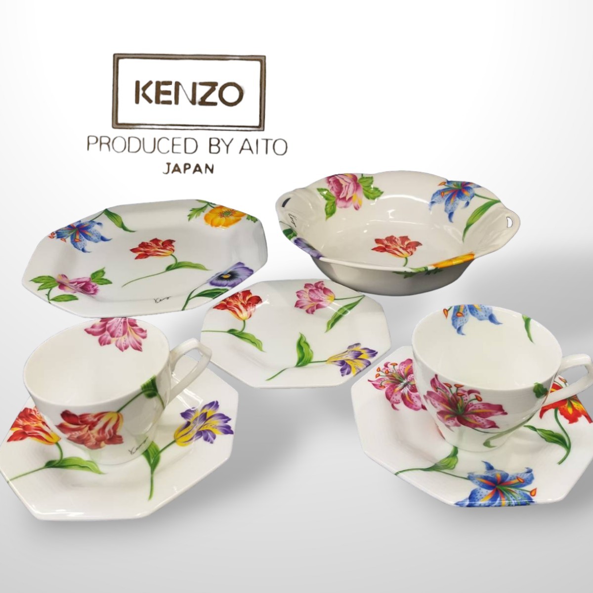 KENZO ケンゾー フローラリ カップ&ソーサー お皿食器 まとめ売り 花柄 フローラル コーヒーカップ ティーカップ AR4.7の画像1