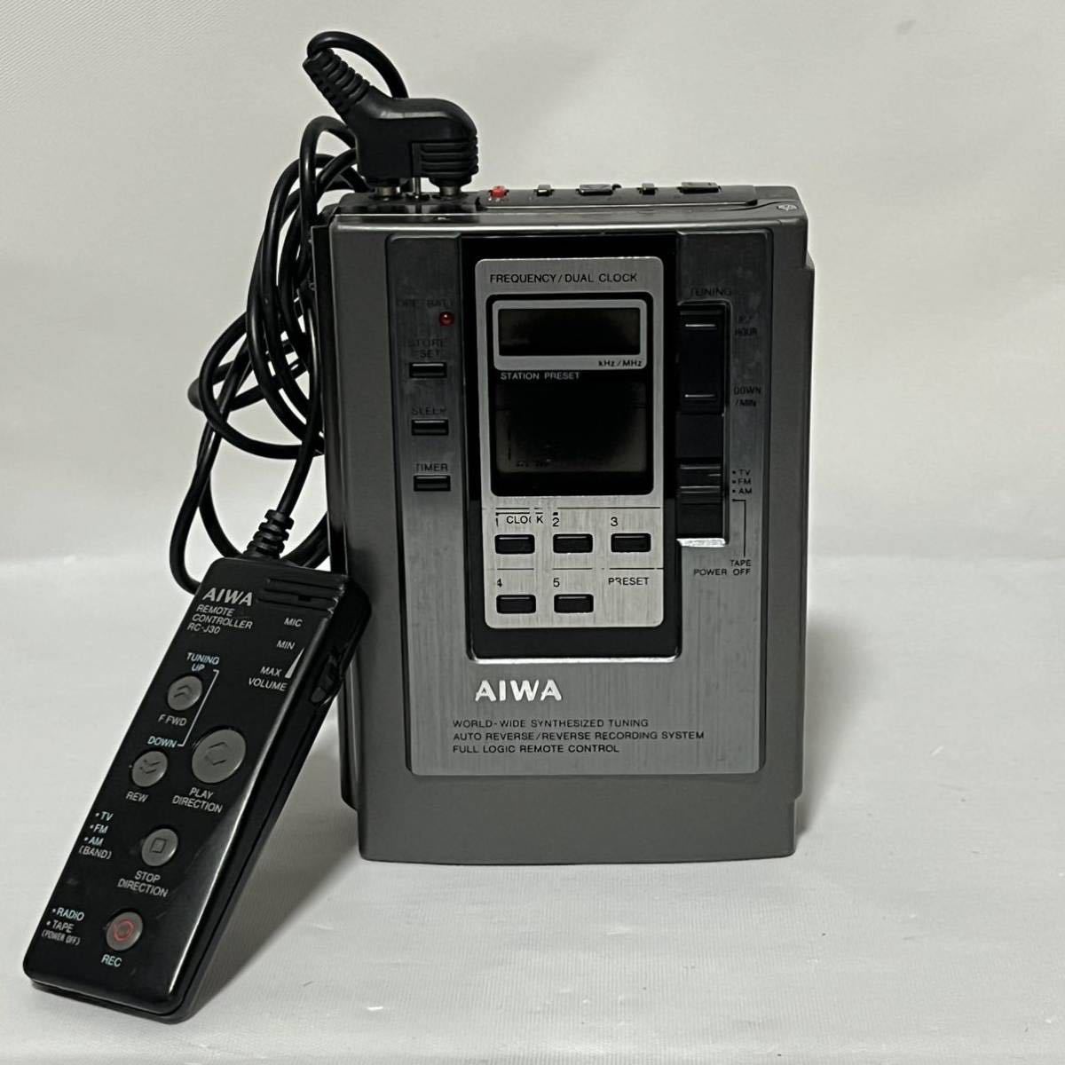 希少　AIWA HS-JX30 ポータブルカセットプレーヤー シルバー カセットレコーダー アイワ_画像1