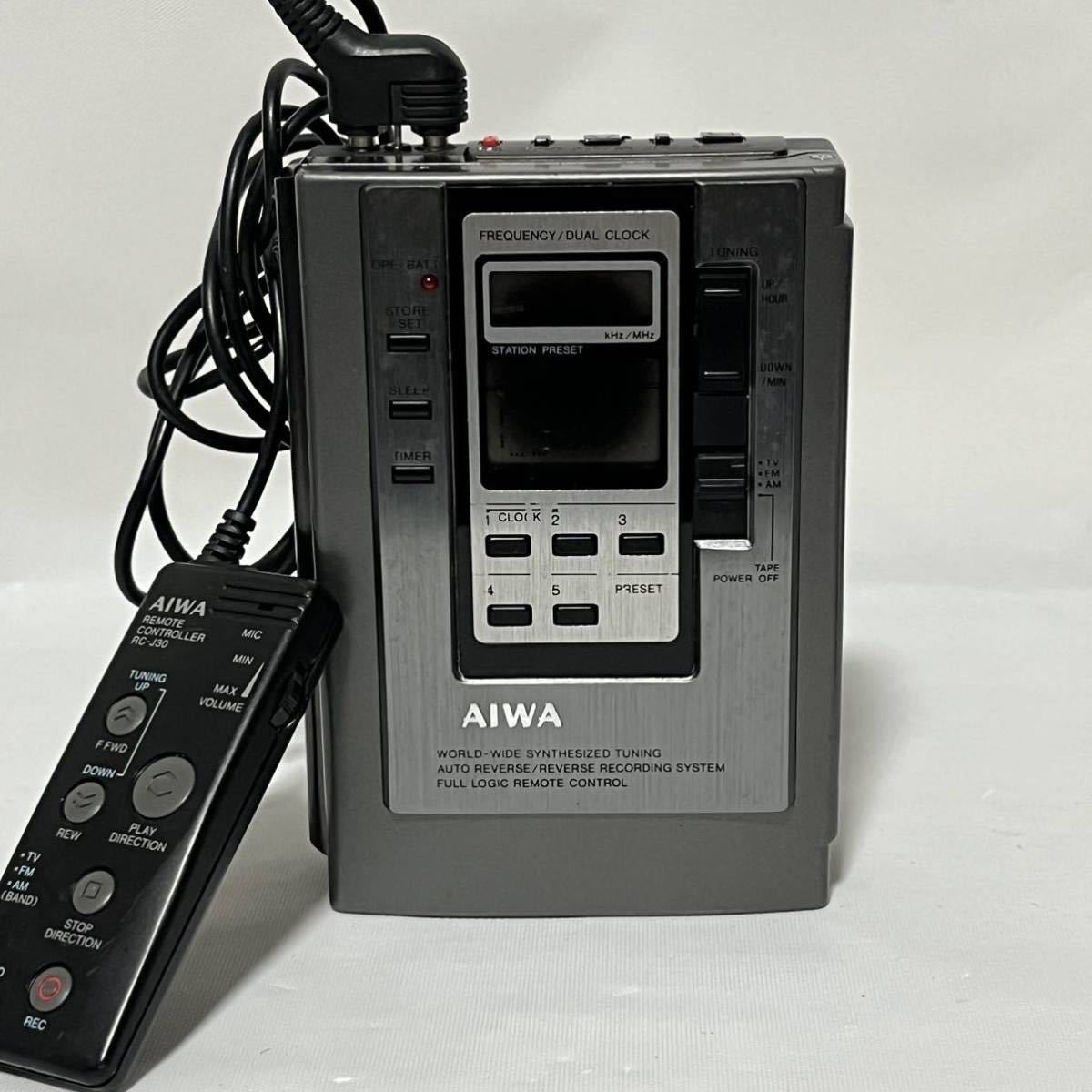 希少　AIWA HS-JX30 ポータブルカセットプレーヤー シルバー カセットレコーダー アイワ_画像8