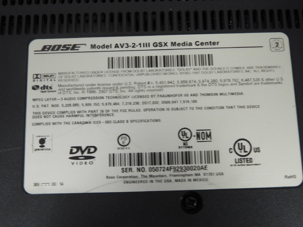 ☆ BOSE ボーズ DVDホームエンターテイメントシステム 3・2・1 GSX SeriesIII ☆中古☆_画像9