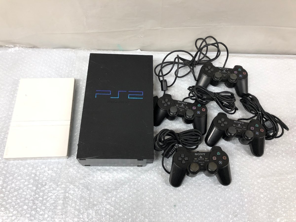 k089*80 【ジャンク】 通電OK 動作不良 SONY プレイステーション2 PS2 本体×2台 ＋ コントローラ×4個　セット/SCPH-10000/SCPH-77000_画像1