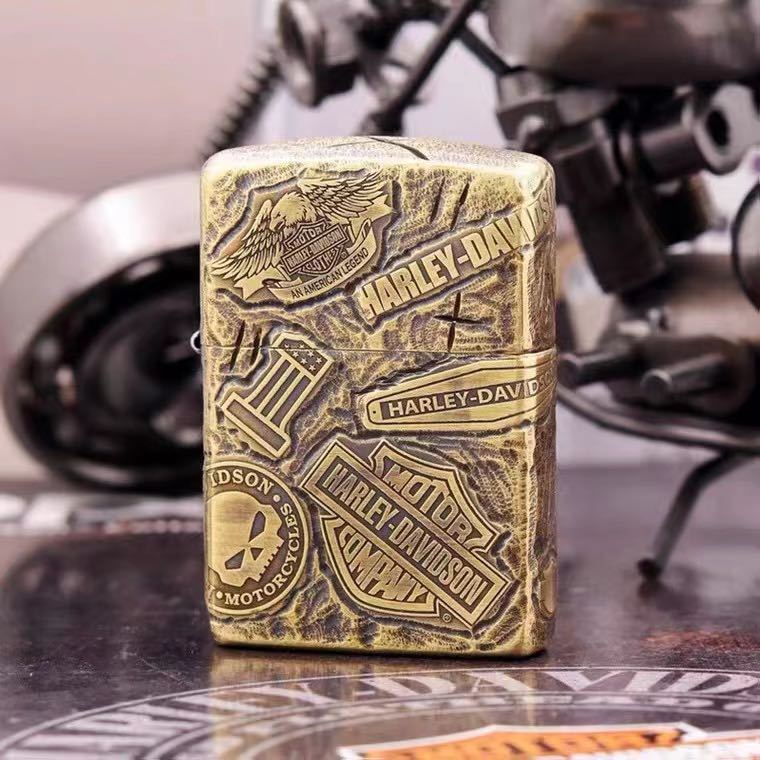 1円 定価13.8万 復刻ハーレーダビッドソン Zippo 真鍮製 ライター ジッポー 立体感 重量感 オイルライター 新品 煙グッズ _画像1