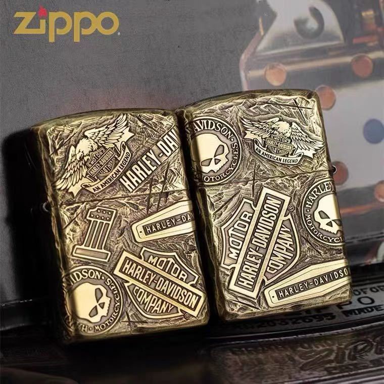 1円 定価13.8万 復刻ハーレーダビッドソン Zippo 真鍮製 ライター ジッポー 立体感 重量感 オイルライター 新品 煙グッズ _画像8