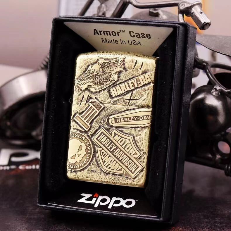 1円 定価13.8万 復刻ハーレーダビッドソン Zippo 真鍮製 ライター ジッポー 立体感 重量感 オイルライター 新品 煙グッズ _画像7