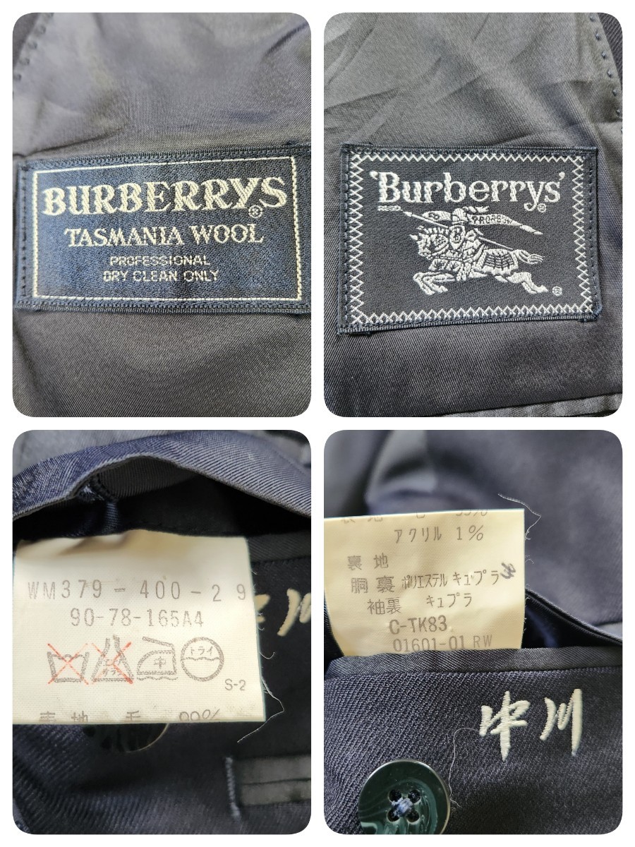 美品 バーバリー【大人気 紺ブレ 金ボタン AB4 S～M相当】BURBERRY テーラードジャケット ブレザー 濃紺 ロゴボタン ダークネイビー_画像10