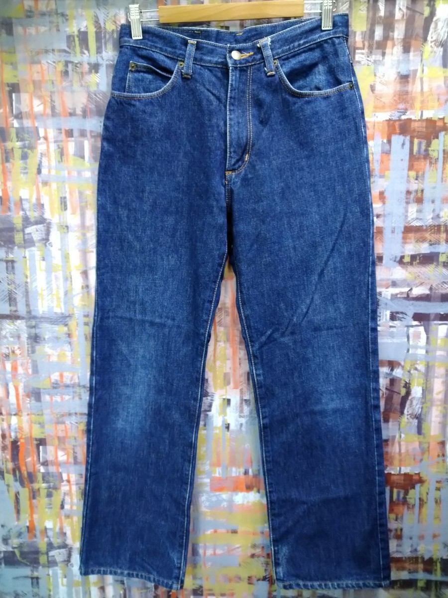 送料込★Wrangler/M1608レギュラーストレート/30表示~w実寸76/濃インディゴ軽い縦落ち/5ポケ/合皮ラベル表面剥がれ_レギュラーストレートM1608 Wrangler