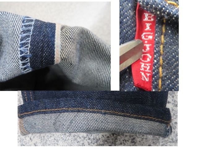  редкий 60s неиспользуемый товар темно синий Big John BIG JOHN втулка брюки одна сторона уголок cell bichi Denim джинсы ( местного производства Vintage )