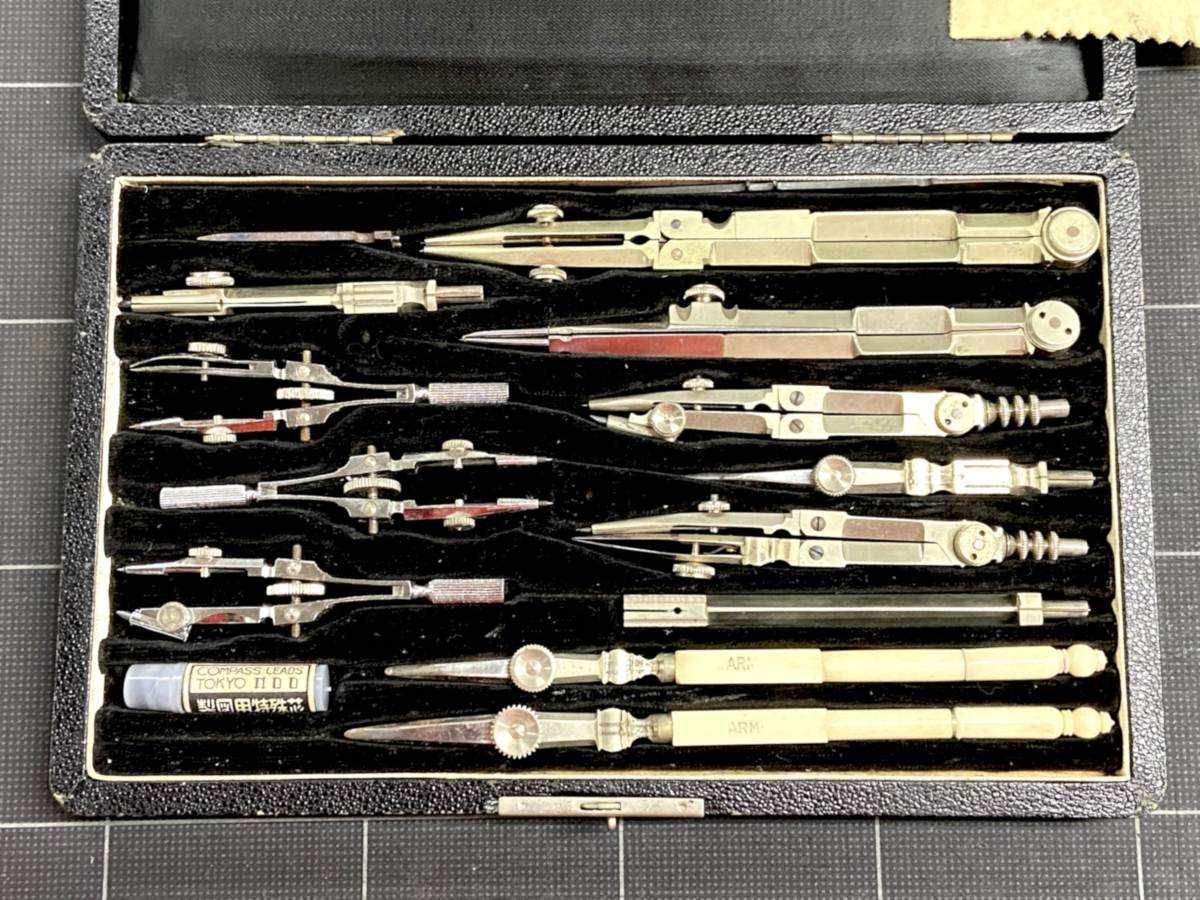 ●京都 画箋堂 Gwacendo コンパス セット Drawing Instruments レトロ 製図 ディバイダー 烏口 製図器 Kent _画像2